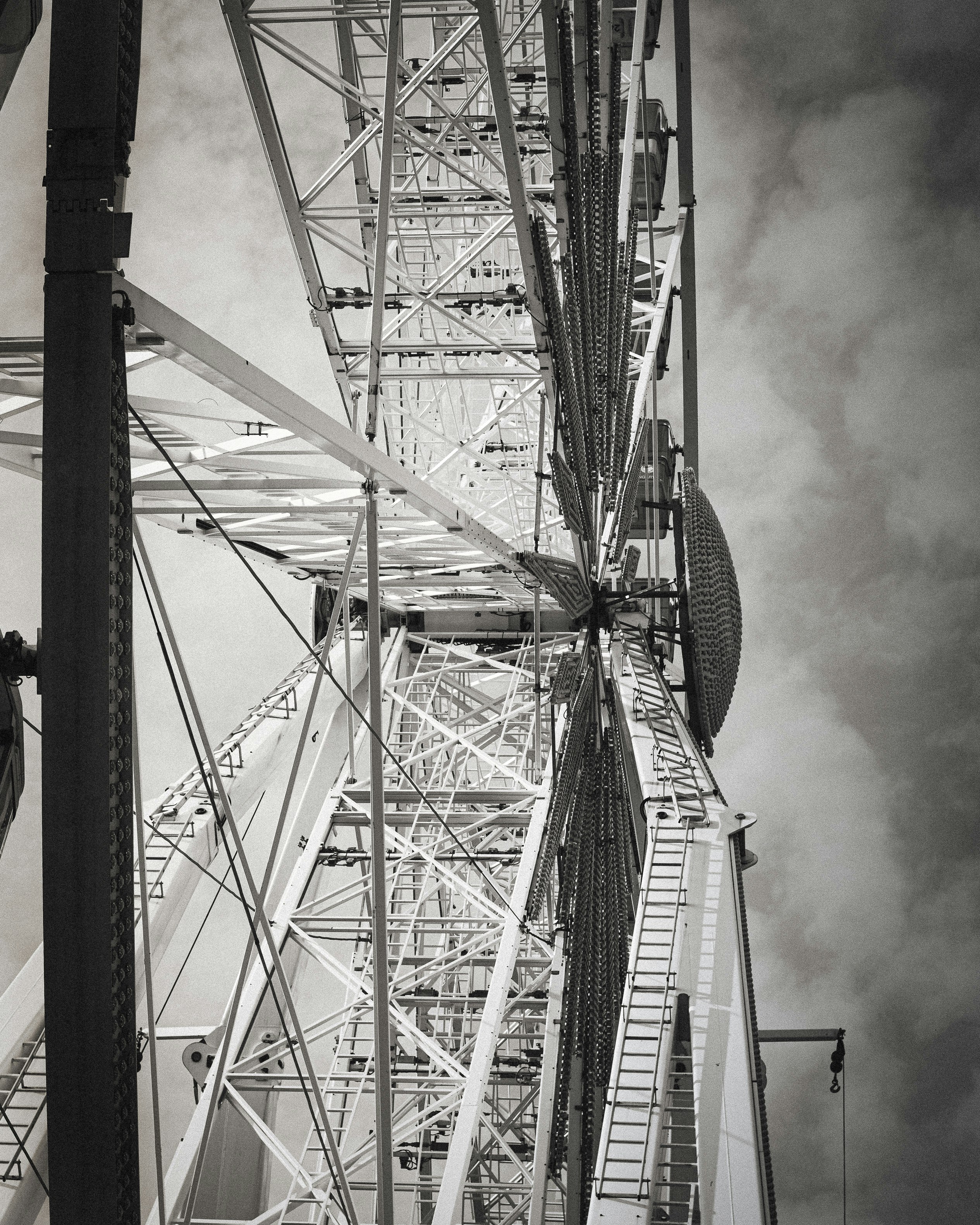 grayscale photo of ferris wheel